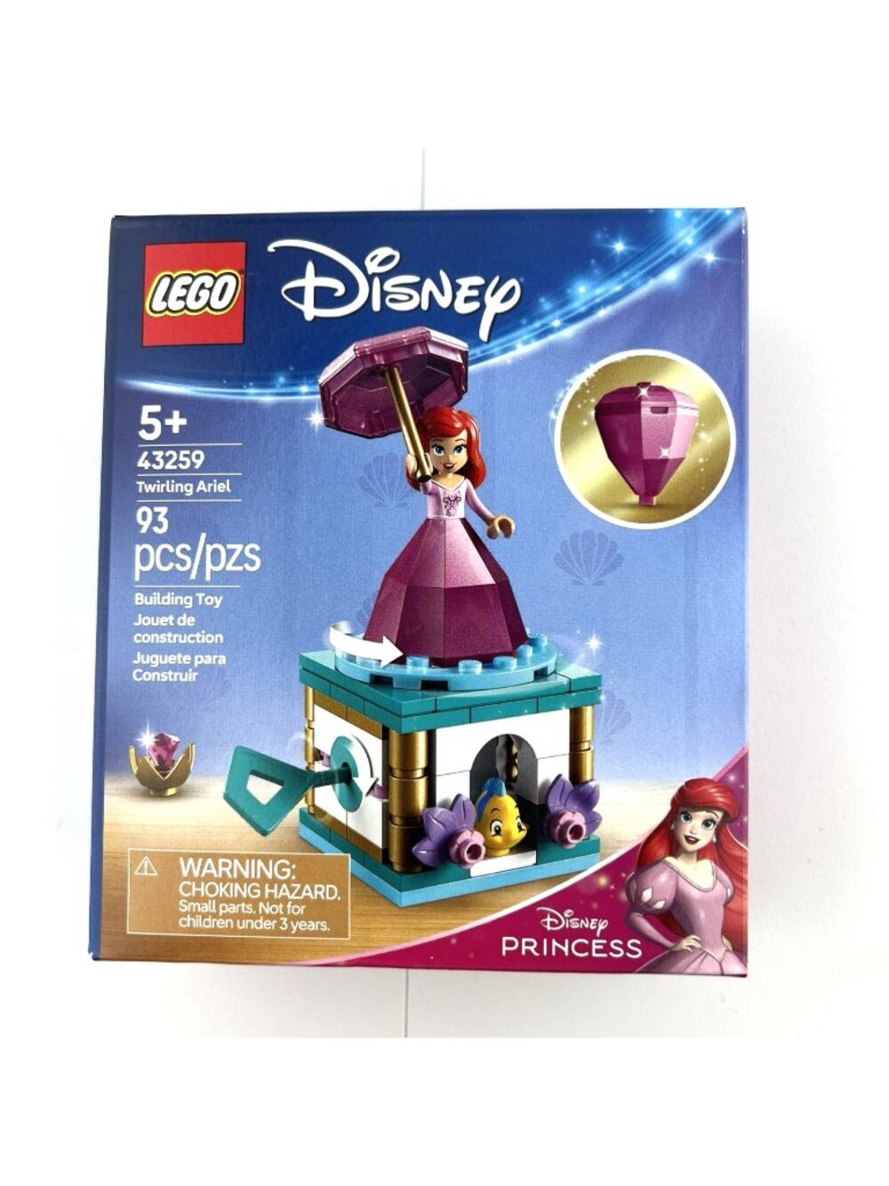 Lego Disney Princess Twirling Ariel Flounder 43259 with Stand Key Diamond Dress